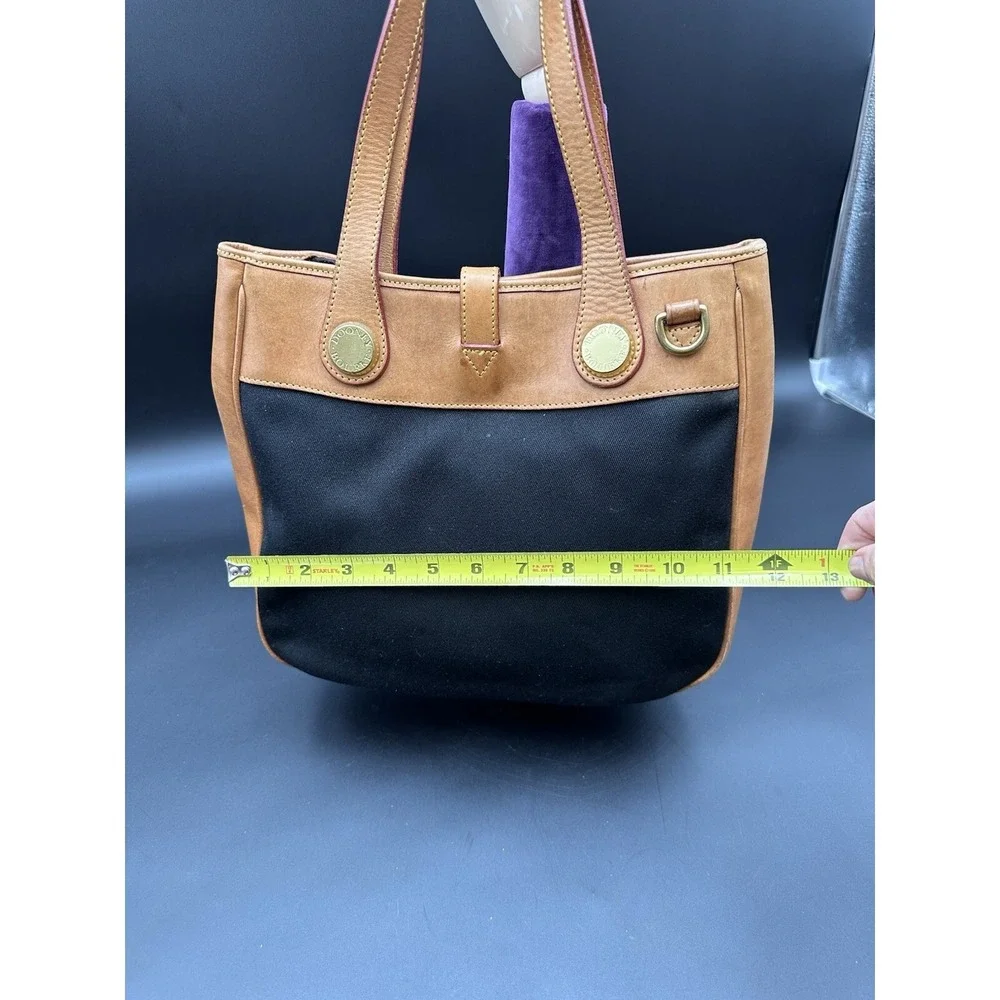Dooney Bourke Black Canvas & Ran Leather Satchel,‎ Handbag, Top Handle Bag